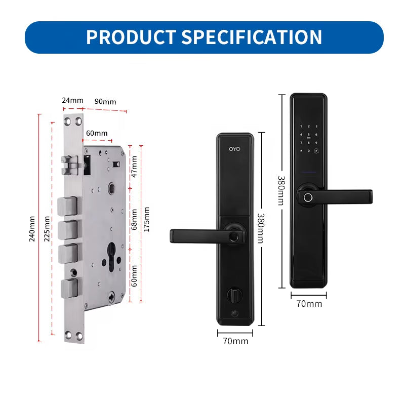 OYO Password Apartment Room Door Lock Electronic Handle Tuya Ttlock Digital Inteligentes Fingerprint Smart Lock with Wifi