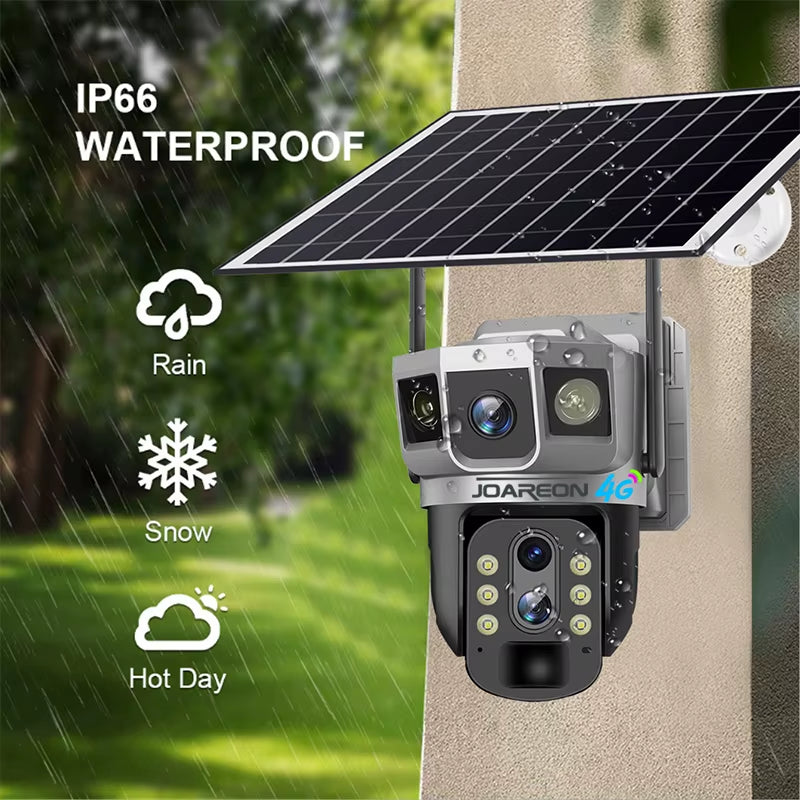 JOAREON V380PRO Solar Panel Battery PTZ Camera Powered Wireless Security Home HD 10X Zoom 4G Sim Card Camera