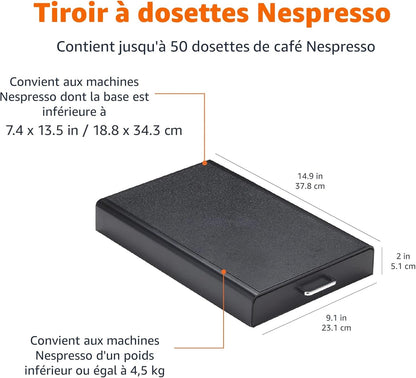 Rangement Pour Orignalline Nespresso Avec 1 Tiroir - 50 Capsules Capacité, Noir