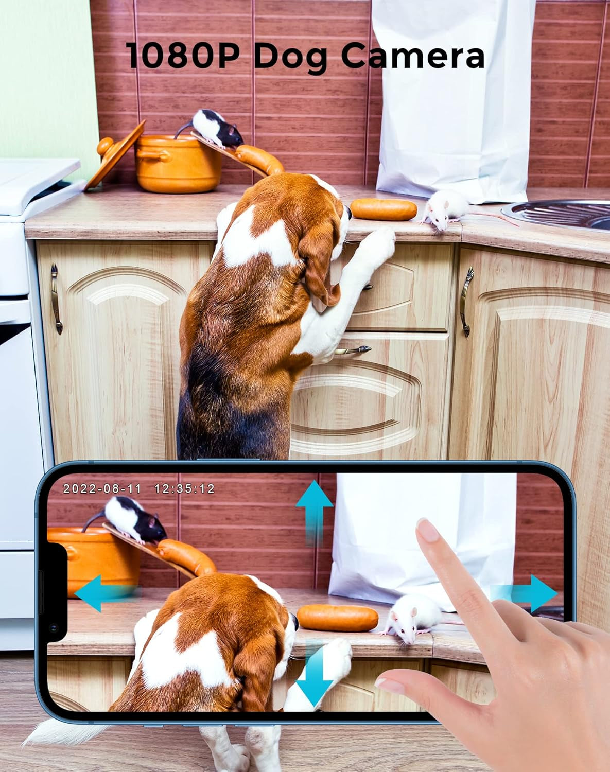 Security Cameras for Home + 2X 32GB SD Cards, PT Home Security Camera System with Motion Detection, Two-Way Audio, Night Vision, Indoor Wifi Camera for Baby/Pet, Alexa, USA Cloud Service