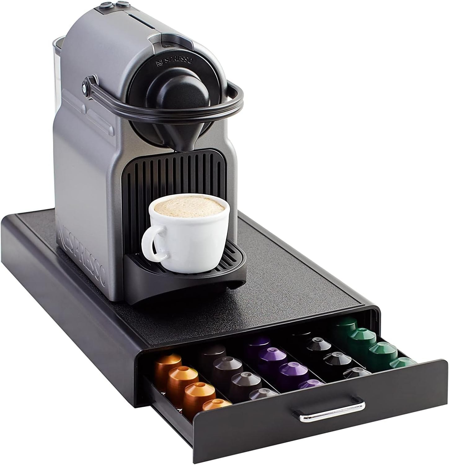 Rangement Pour Orignalline Nespresso Avec 1 Tiroir - 50 Capsules Capacité, Noir