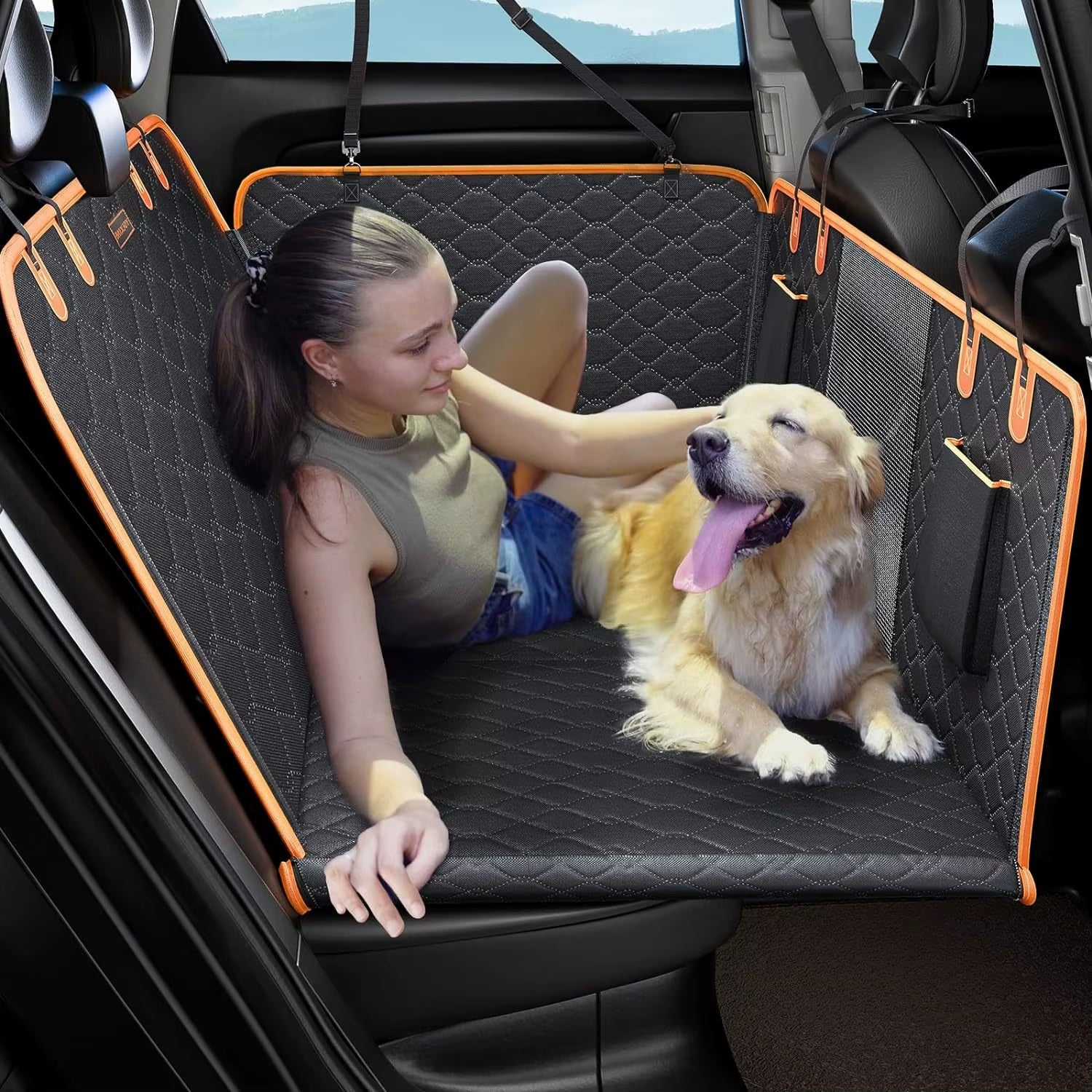 Modern Luxury Pets Car Seat Cover Waterproof Scratchproof Nonslip Breathable Dog Back Seat for Pet Travel Soft Print Pattern
